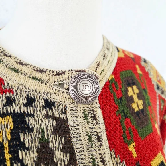 Double D Ranch long knit sweater coat cardigan duster bohemian geometric medium - Picture 7 of 8